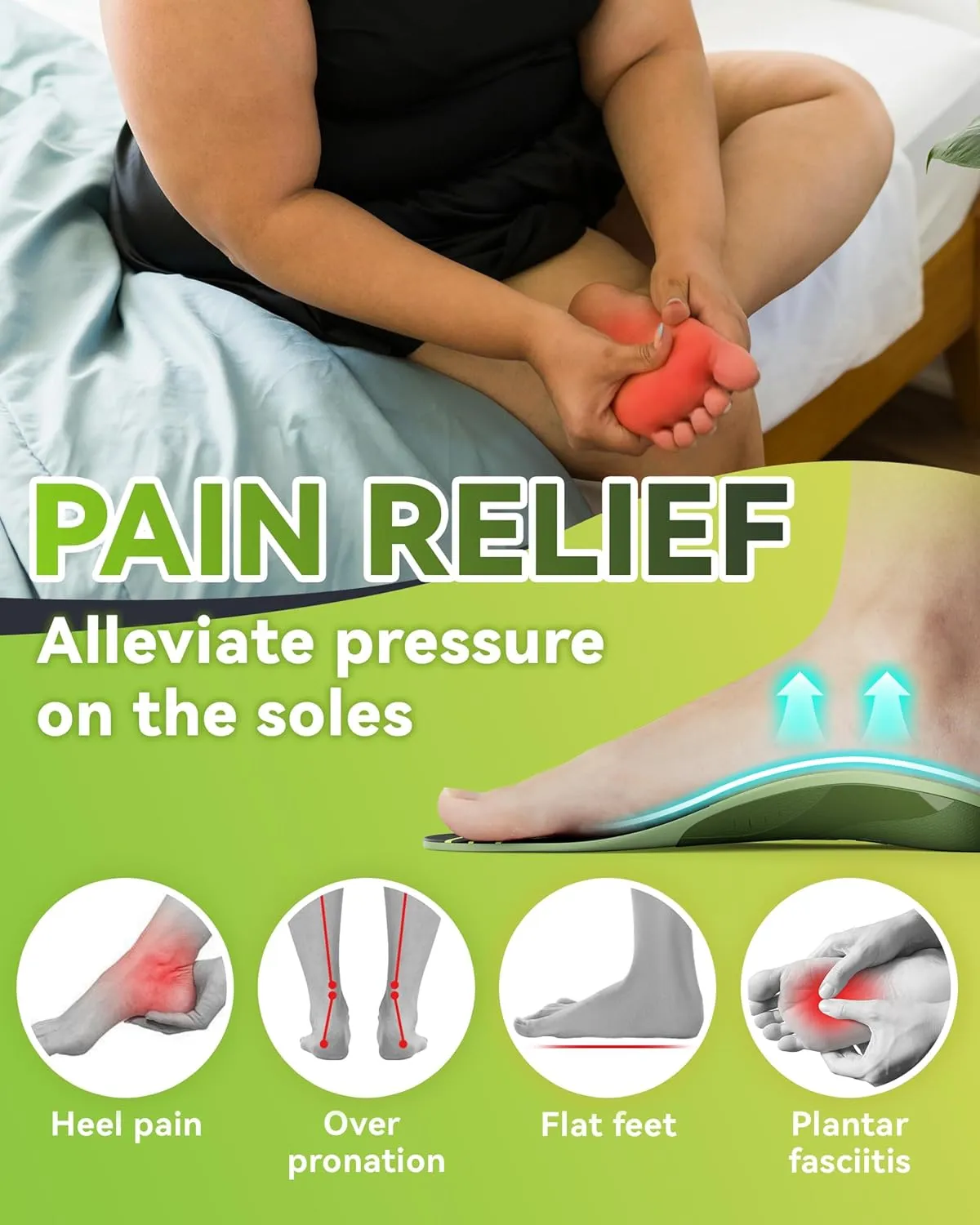 Shoe Inserts for Flat Feet,DynWalker High Arch Insoles,Reduces Plantar Fasciitis, Heel Spurs, Achilles Tendonitis, Metatarsalgia, Bunions,Back Pain,Suitable for Long Walking and Standing,M