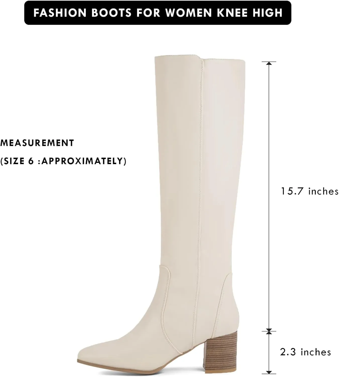 Shoe'N Tale Women's Knee High Boots Square Toe Tall Boots Mid Chunky Block Heeled Boots Side Zipper