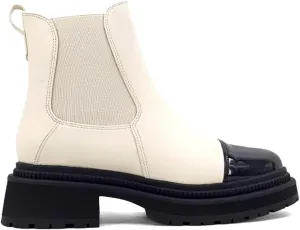 Shu Shop Womens Zeina Round Toe Chelsea Casual Boots Ankle Low Heel 1-2" - Off White
