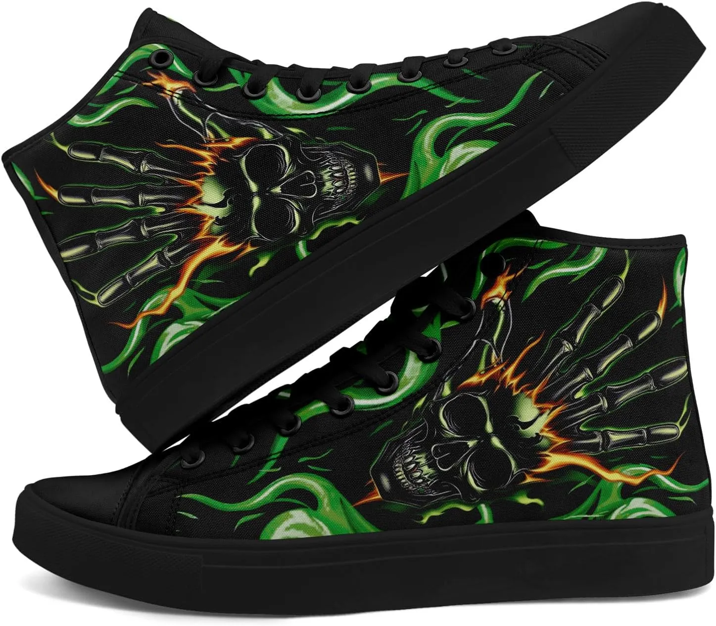 Skull Canvas Shoes High Tops Sneaker Lace Up Casual Walking Shoes Fashion Tennis Shoes