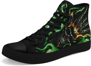 Skull Canvas Shoes High Tops Sneaker Lace Up Casual Walking Shoes Fashion Tennis Shoes