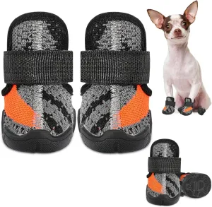SlowTon Dog Shoes for Small Size Dogs - Soft Rubber Sole Dog Boots & Paw Protector for Summer Hot Pavement Winter Snow Rain, Breathable Dog Booties for Outdoor Walking Indoor Hardwood Floor (B, 5)