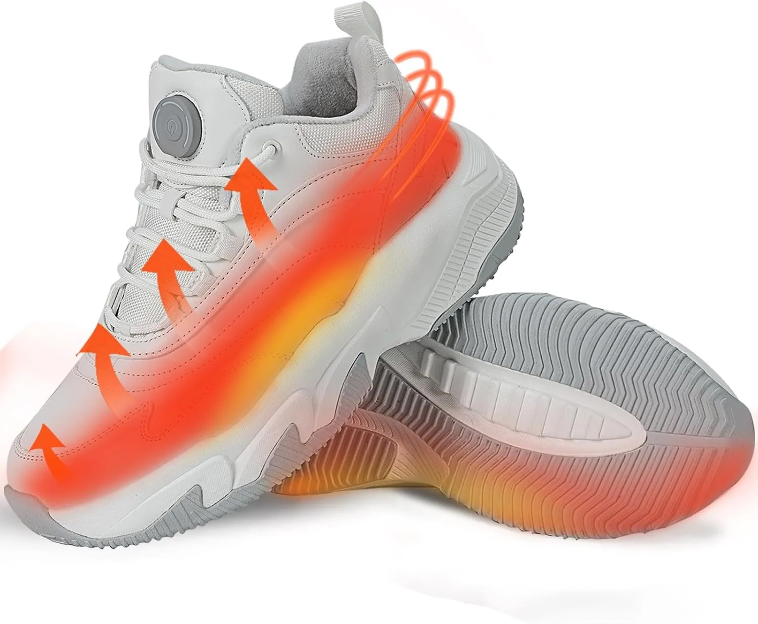 Sneakers Heated Electric, Heated Shoes Foot Warmer Rechargeable for Men and Women, 4000mAh Battery Max 20H Heated, Washable Winter Heated Snow Boots Warm