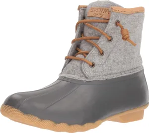 Sperry Womens Saltwater Emboss Wool Boots, Dark. Grey, 8 Wide