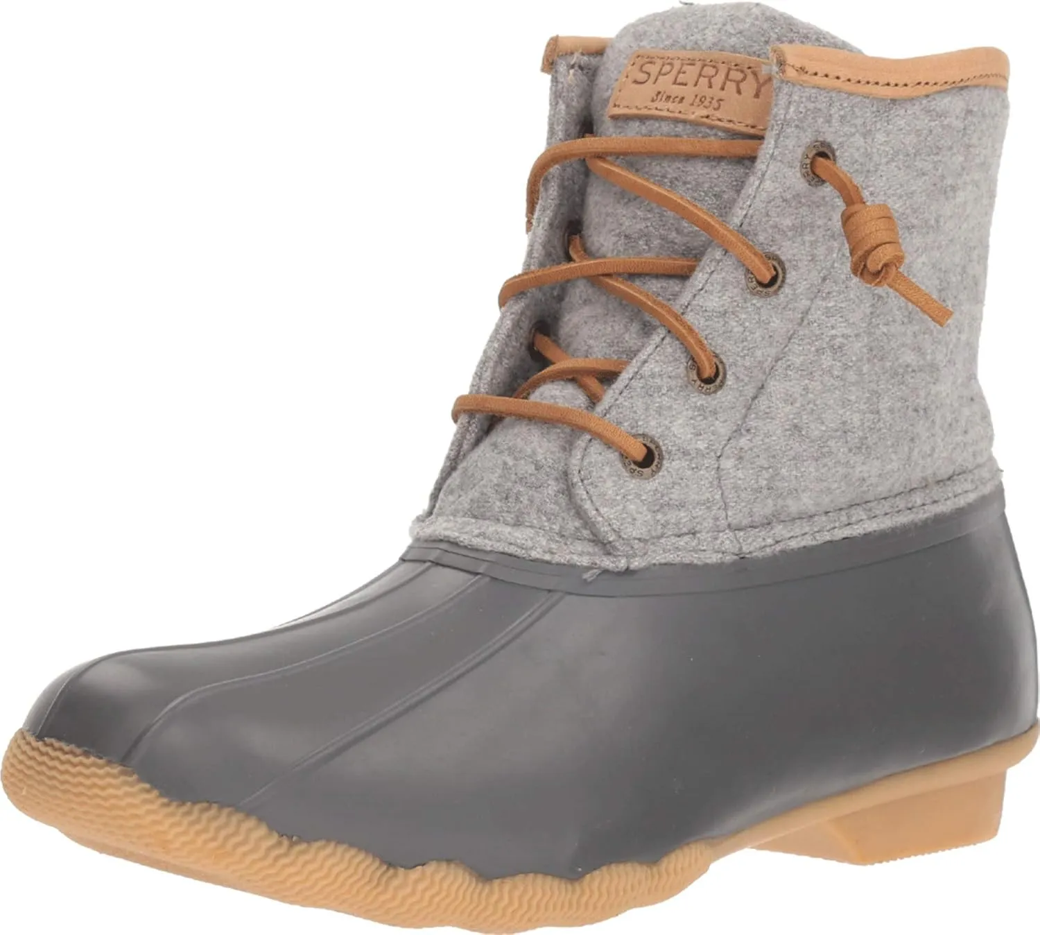 Sperry Womens Saltwater Emboss Wool Boots, Dark. Grey, 8 Wide
