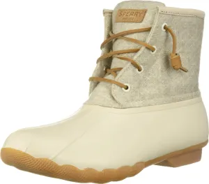 Sperry womens Saltwater Emboss Wool Boots, Off-white, 8.5 Wide US
