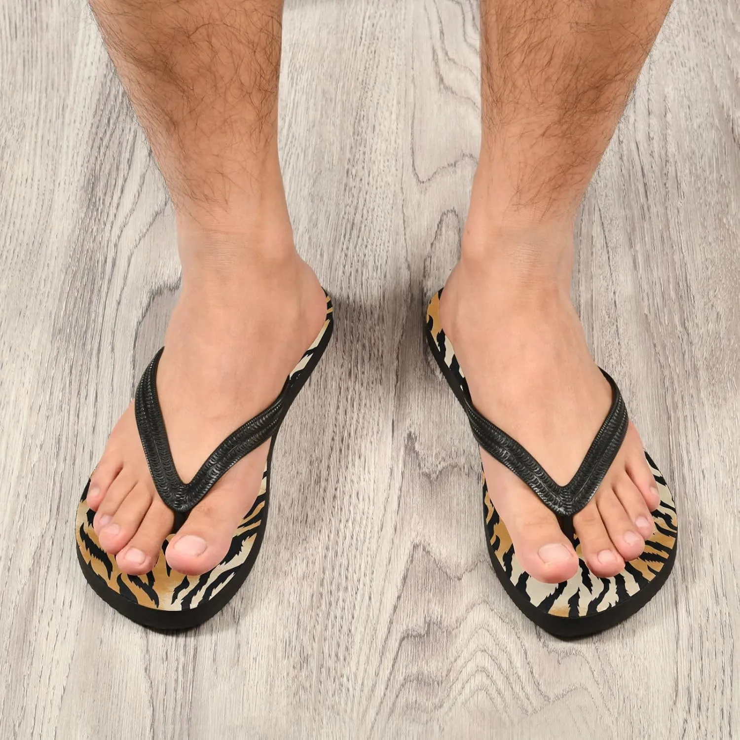 SPRIPORT Tiger Stripe Slim Flip Flops for Women Men Comfortable Casual Thong Cushion Sandals with Non-Slip Rubber Sole Flat Sandals for Walking Summer Beach