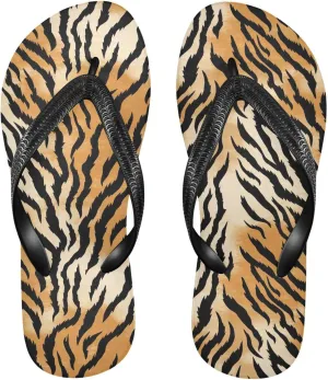 SPRIPORT Tiger Stripe Slim Flip Flops for Women Men Comfortable Casual Thong Cushion Sandals with Non-Slip Rubber Sole Flat Sandals for Walking Summer Beach