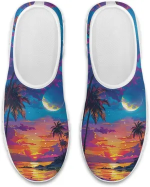Stylish Print Women's Slip on Walking Shoes Low-Top Mesh Flat Sneaker Shoes Size 5-10.5