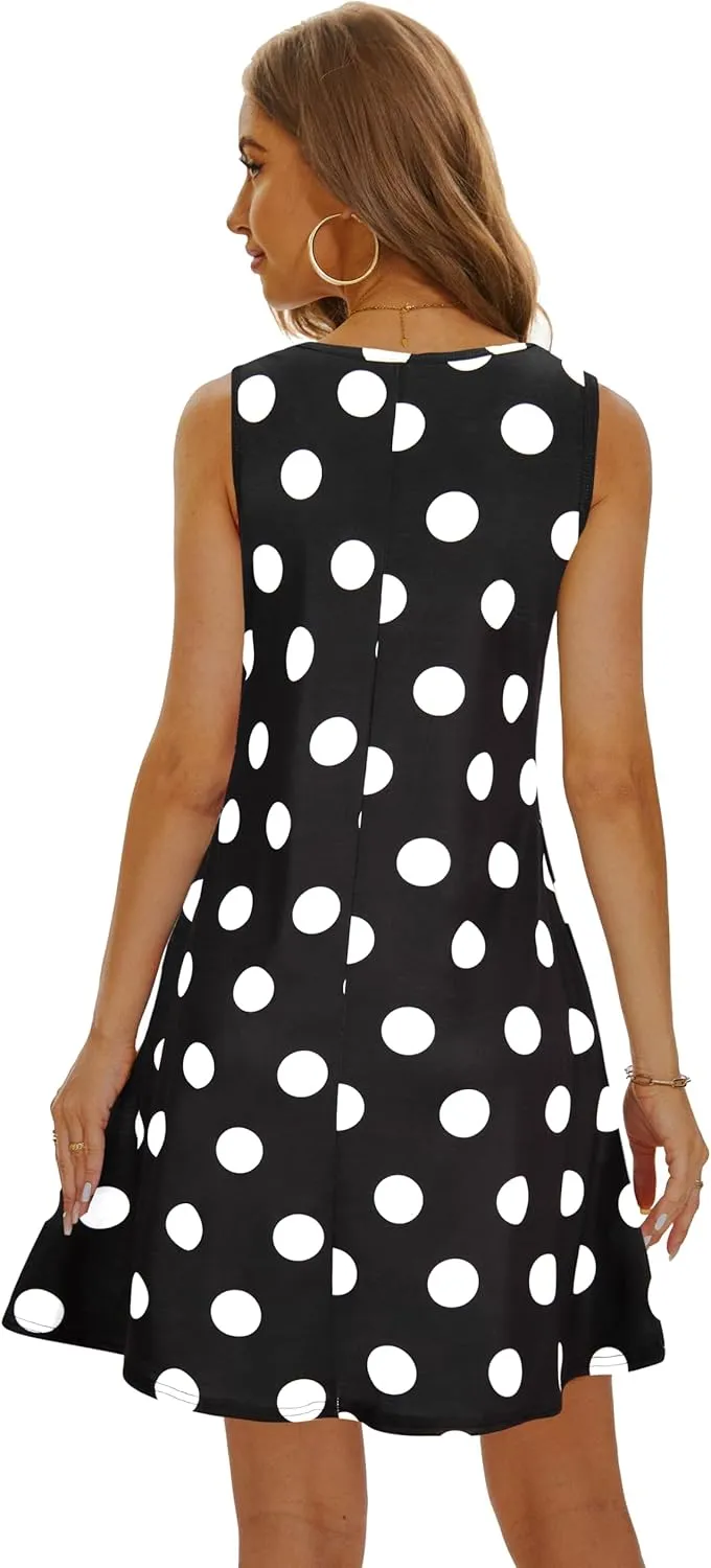 Summer Dresses for Women 2025 Casual Sundresses Beach Cover Ups Sleeveless Tshirt Swing Dress with Pockets