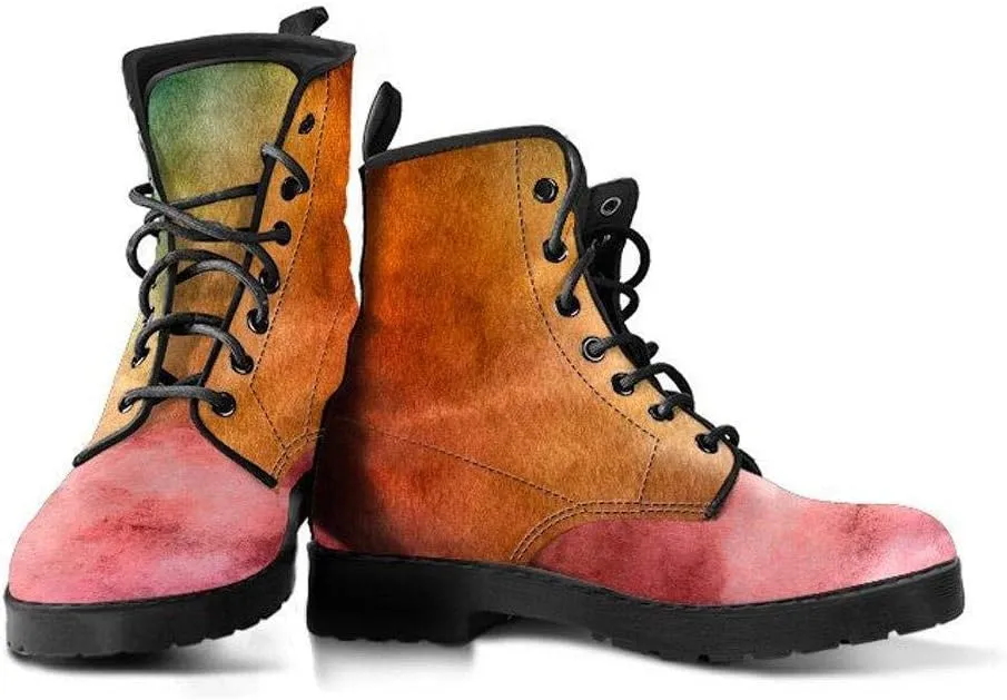 Sunset Grunge Memory Foam Boots | All Season Lace Up Boots | Vegan Leather Combat Boot