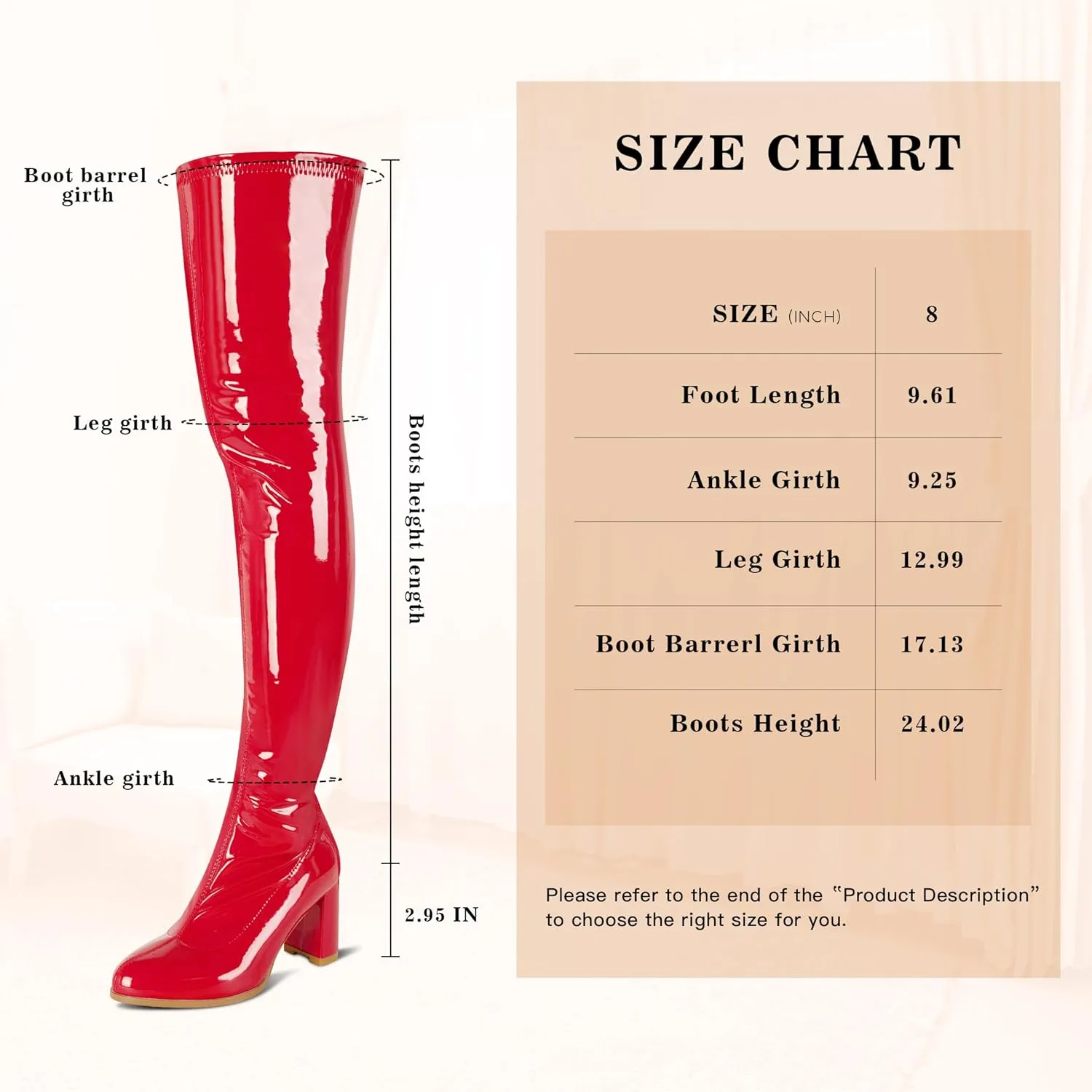 Thigh High Boots for Women Sexy Pointed Toe Over The Knee Boots Cosplay Dance Party Patent Leather Chunky Heels GOGO Knee High Boots