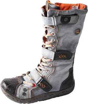 TMA EYES Women's Fashion Boots - PU and Genuine Leather Combination, Side Zipper and Strap Closure, Faux Fur Lining for Warmth and Comfort