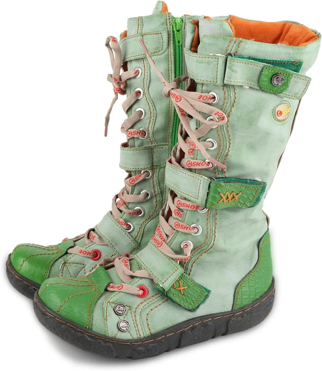 TMA EYES Women's Fashion Boots - PU and Genuine Leather Combination, Side Zipper and Strap Closure, Faux Fur Lining for Warmth and Comfort