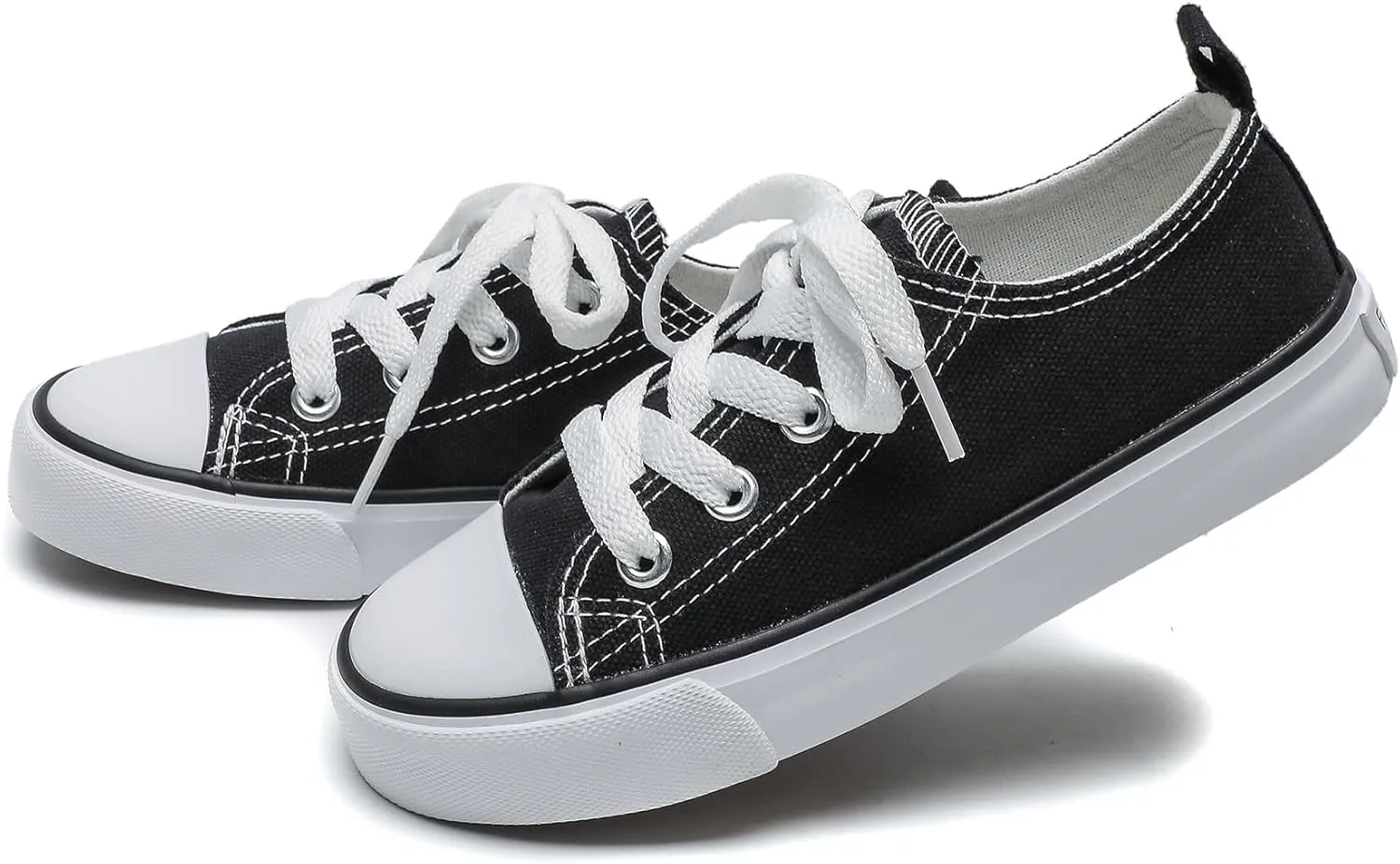 Toddler Canvas Sneakers for Boys & Girls - Breathable, Lightweight & Durable Lace-Up Shoes Non-Slip Rubber Sole, Classic School Style for Play & Casual Wear,Ages 2 