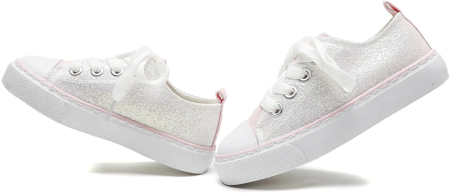 Toddler Canvas Sneakers for Boys & Girls - Breathable, Lightweight & Durable Lace-Up Shoes Non-Slip Rubber Sole, Classic School Style for Play & Casual Wear,Ages 2 