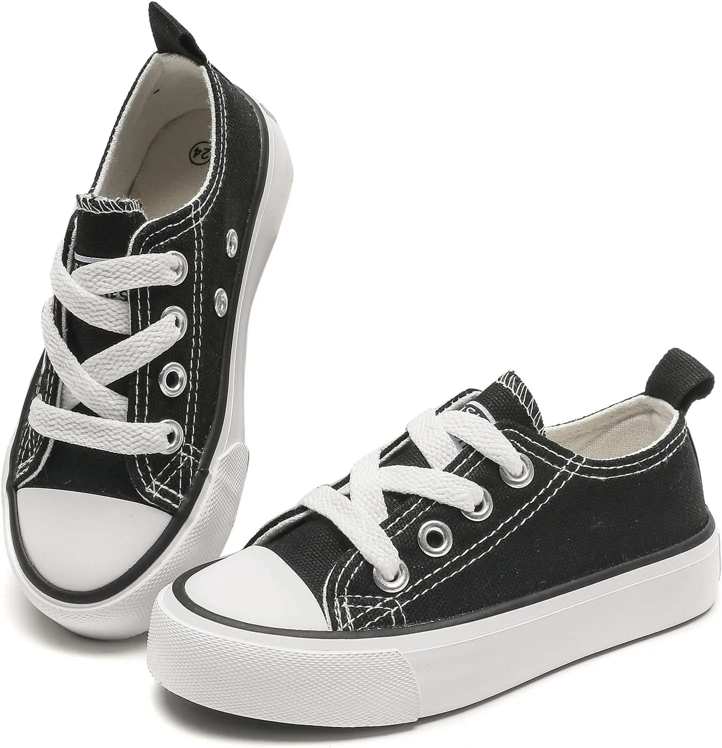 Toddler Canvas Sneakers for Boys & Girls - Breathable, Lightweight & Durable Lace-Up Shoes Non-Slip Rubber Sole, Classic School Style for Play & Casual Wear,Ages 2 