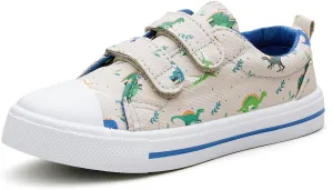 Toddler Little Kid Girls' and Boys' Canvas Sneakers with Hook and Loop Straps Easy On Casual Shoes