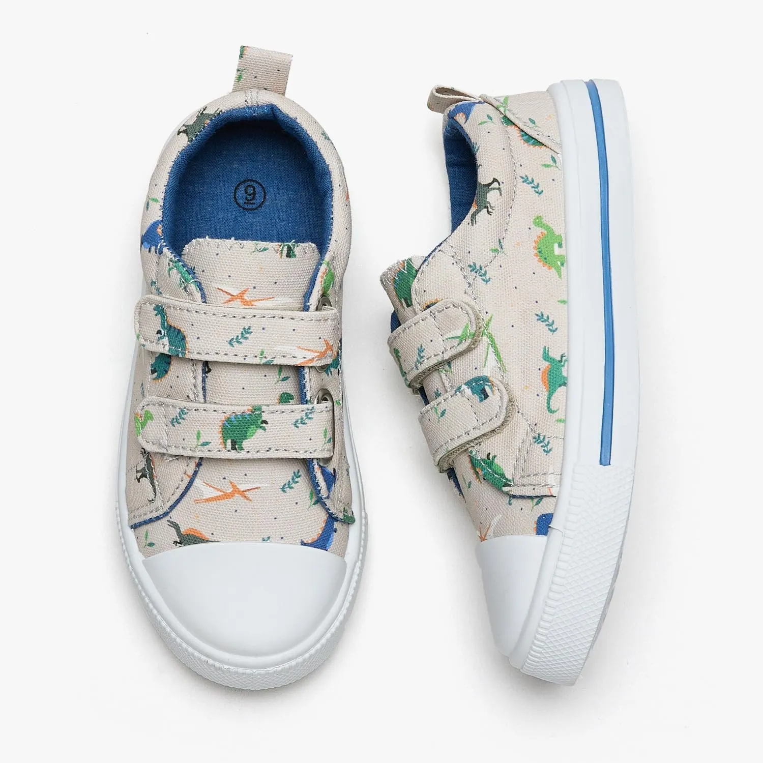 Toddler Little Kid Girls' and Boys' Canvas Sneakers with Hook and Loop Straps Easy On Casual Shoes
