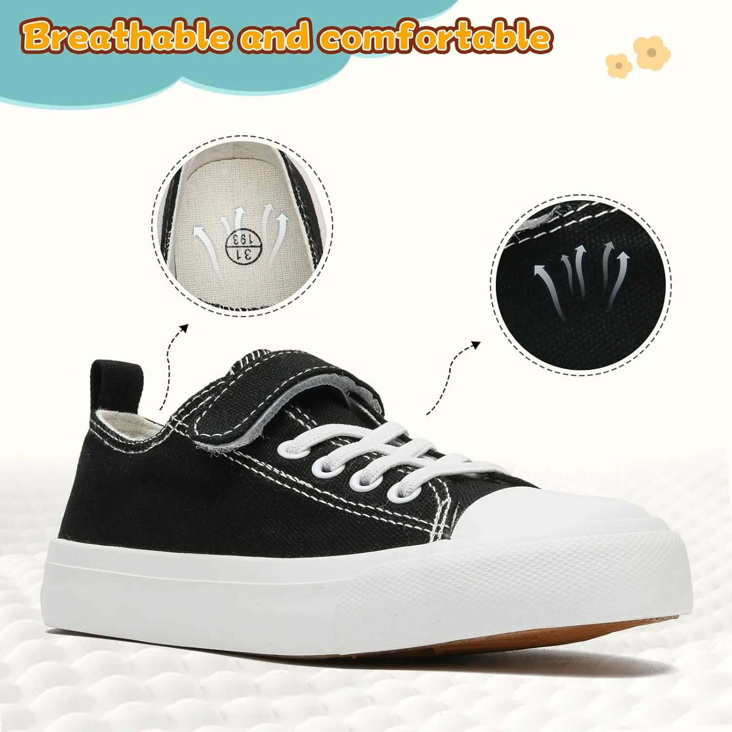Toddler Shoes for Boys Girls, Kids Canvas Sneakers Classic Adjustable Strap Lace Up Comfortable Lightweight Running Walking Casual Shoes