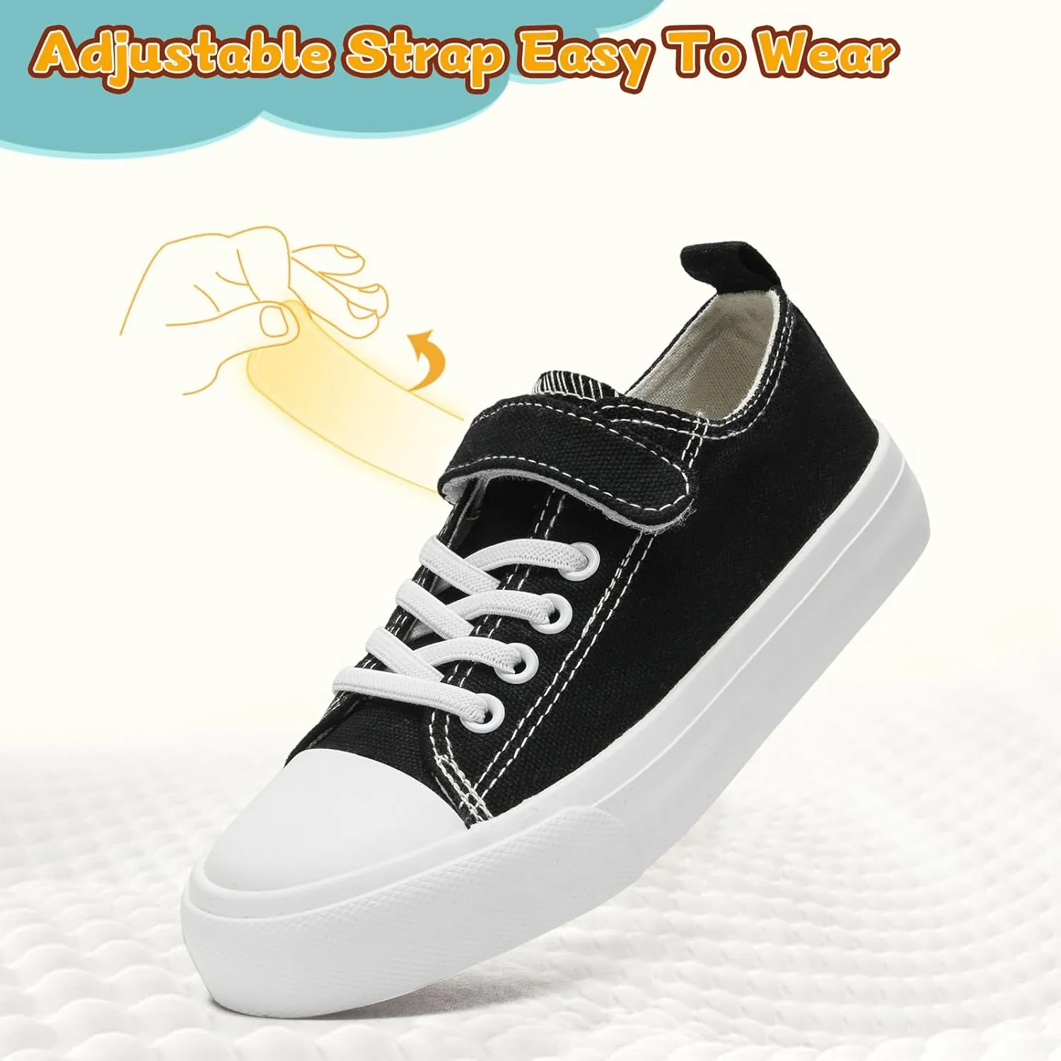Toddler Shoes for Boys Girls, Kids Canvas Sneakers Classic Adjustable Strap Lace Up Comfortable Lightweight Running Walking Casual Shoes