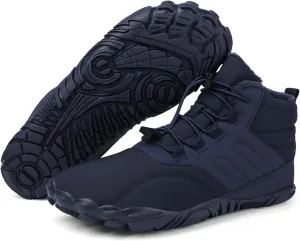 Tongzone Men's Wide Toe Box Barefoot Shoes Fur Lined Minimalist Zero Drop Sole Walking shoes Winter
