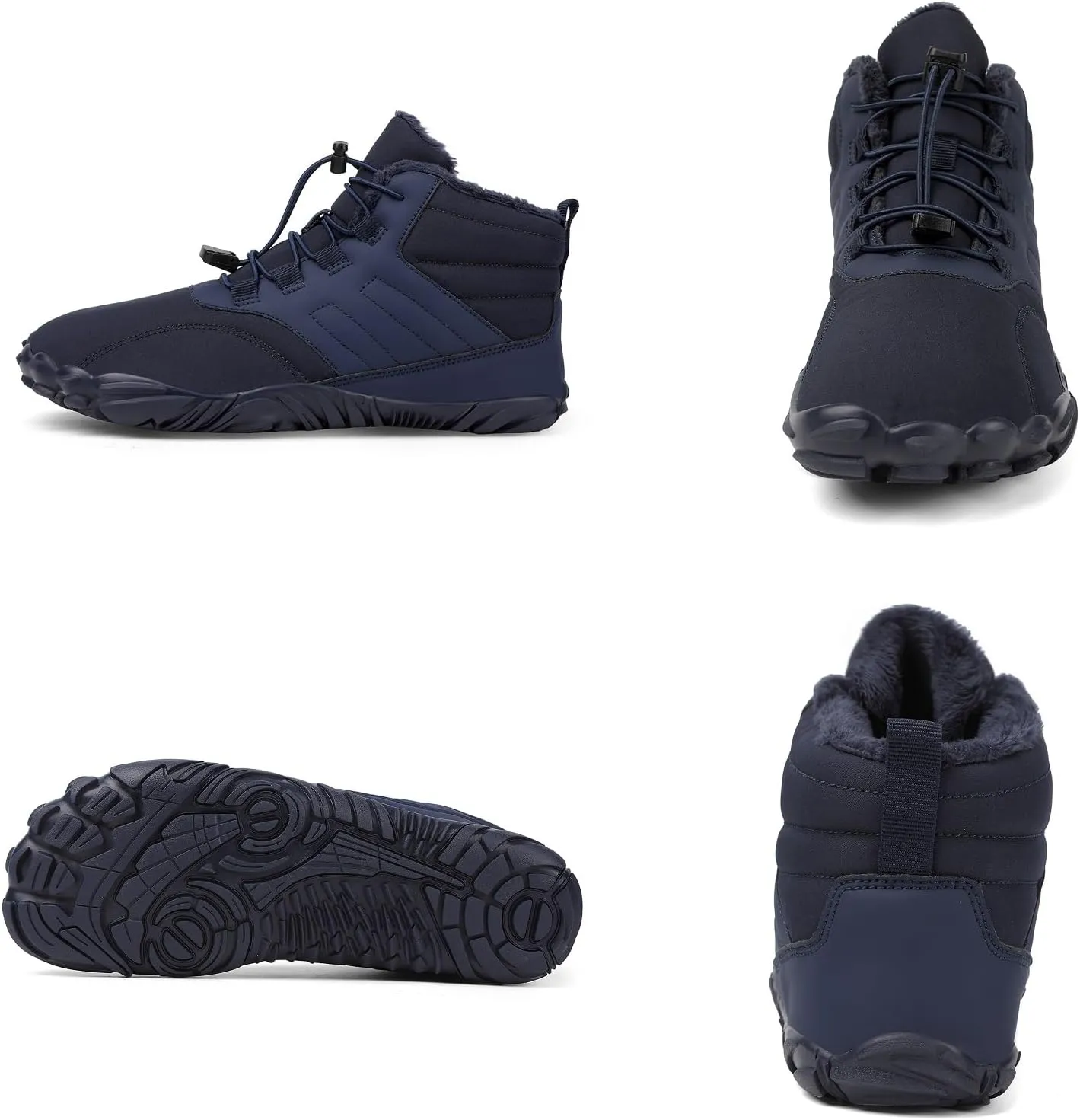 Tongzone Men's Wide Toe Box Barefoot Shoes Fur Lined Minimalist Zero Drop Sole Walking shoes Winter