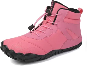 Tongzone Wide Toe Box Men's Women's Barefoot Shoes Fur Lined Zero Drop Sole High top Walking shoes Winter