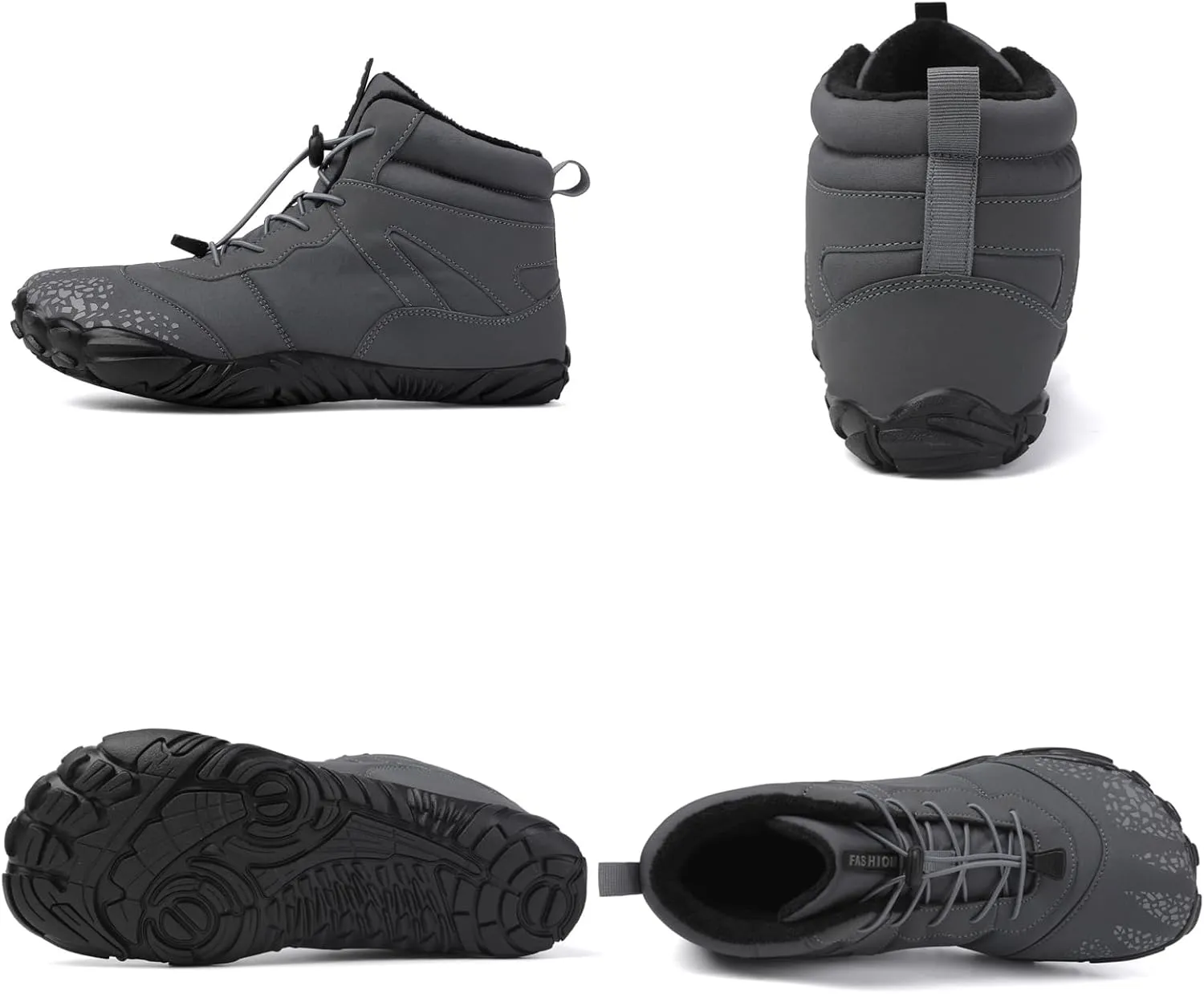 Tongzone Wide Toe Box Men's Women's Barefoot Shoes Fur Lined Zero Drop Sole High top Walking shoes Winter
