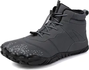Tongzone Wide Toe Box Men's Women's Barefoot Shoes Fur Lined Zero Drop Sole High top Walking shoes Winter