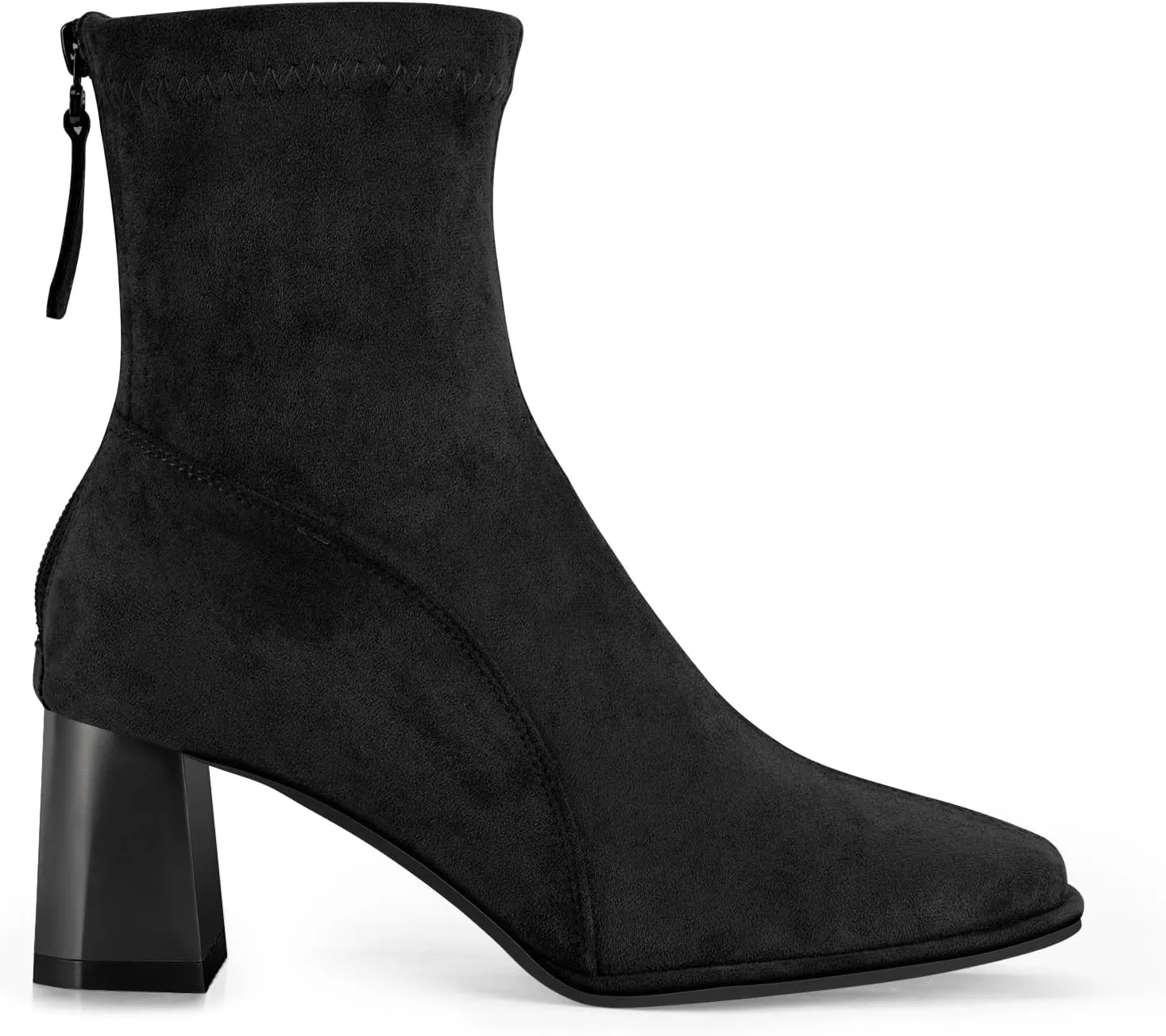 Trakxy Women's Square Toe Ankle Boots Faux Suede Low Block Heel Chelsea Boots Women Shoes