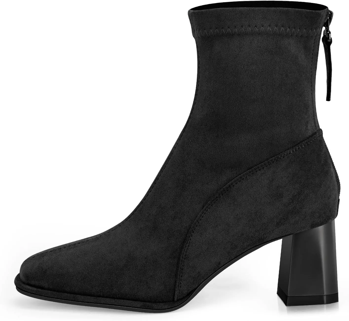 Trakxy Women's Square Toe Ankle Boots Faux Suede Low Block Heel Chelsea Boots Women Shoes