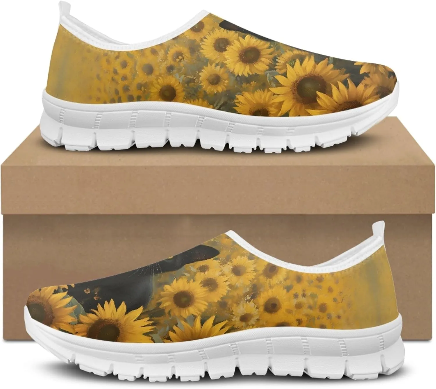 Trendy Print Womens Shoes Slip-on Walking Shoes Sneakers Breathable Mesh Casual Footwear
