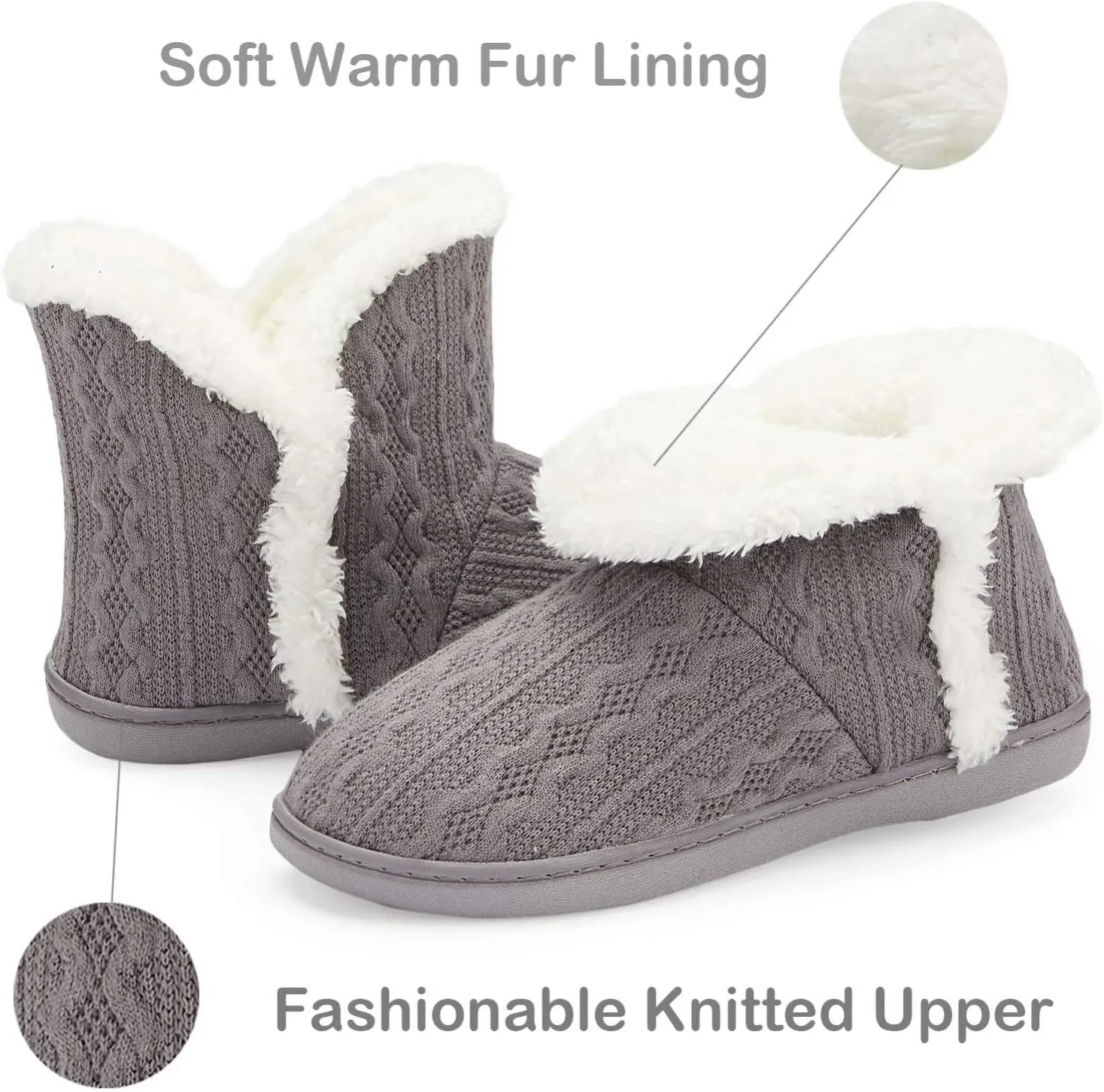 TUOBUQU Women Warm Bootie Slippers Fluffy Plush Indoor Outdoor Winter Booty Slippers