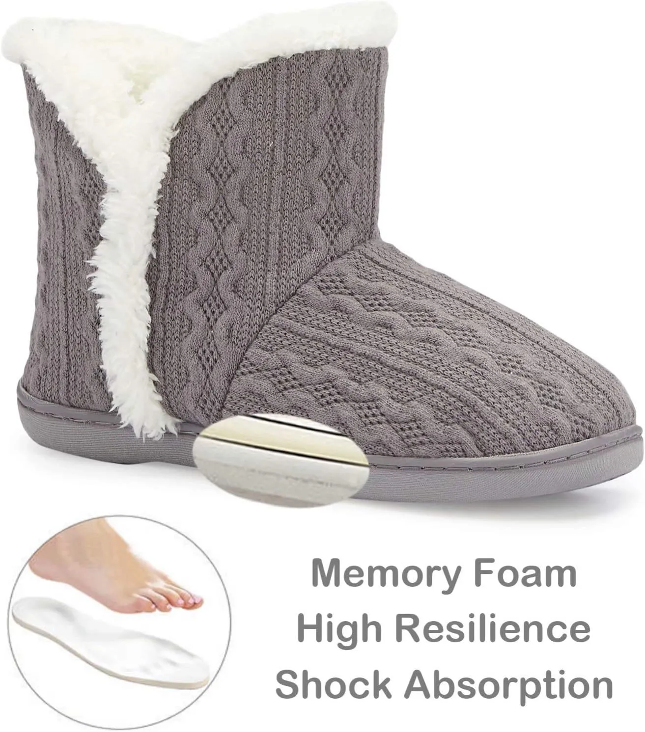 TUOBUQU Women Warm Bootie Slippers Fluffy Plush Indoor Outdoor Winter Booty Slippers