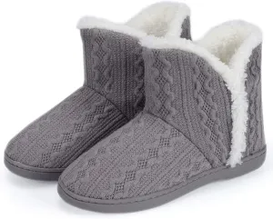 TUOBUQU Women Warm Bootie Slippers Fluffy Plush Indoor Outdoor Winter Booty Slippers