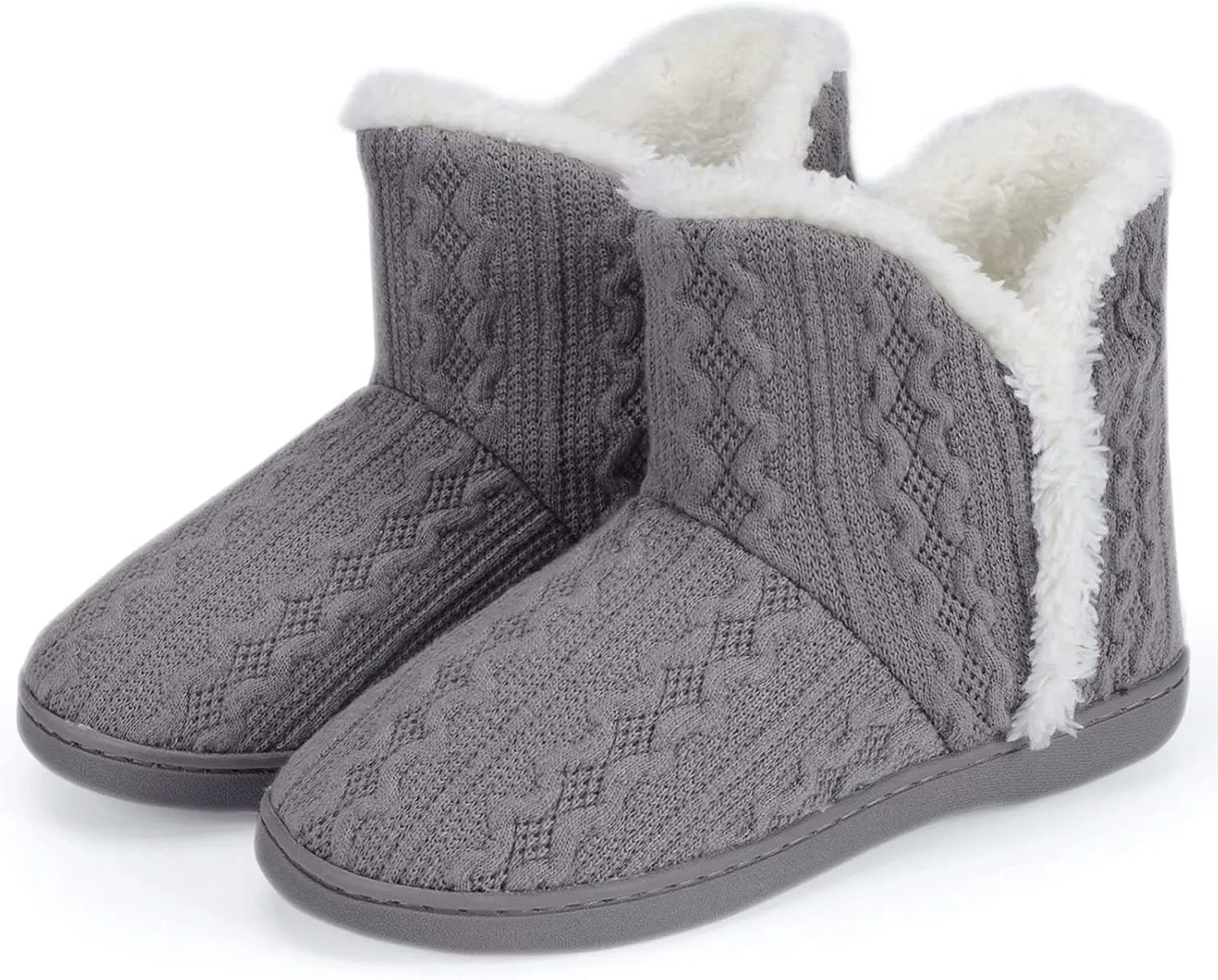 TUOBUQU Women Warm Bootie Slippers Fluffy Plush Indoor Outdoor Winter Booty Slippers