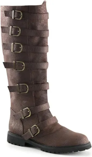 Unisex-Adults Renaissance PU Leather Boots, Medieval & Pirate Cosplay, Black, Ankle-High, No Heel, Classic, Round Toe, Almond Toe, Comfortable, Leather Lined, All-Season, Casual, 1702156