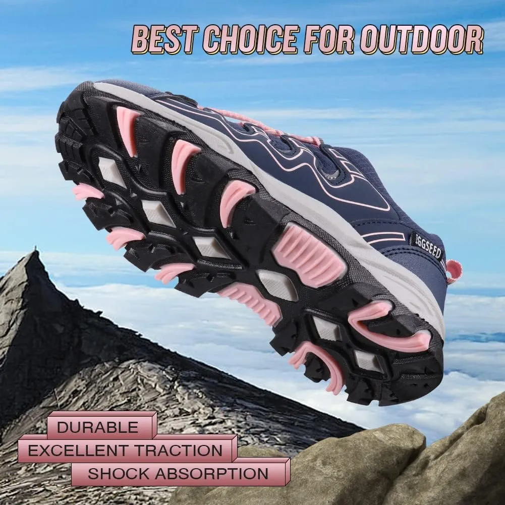 UOVO Girls Boys Hiking Shoes Boys Girls Waterproof Sneakers Kids Running Tennis Outdoor Shoes Non-Slip Lightweight