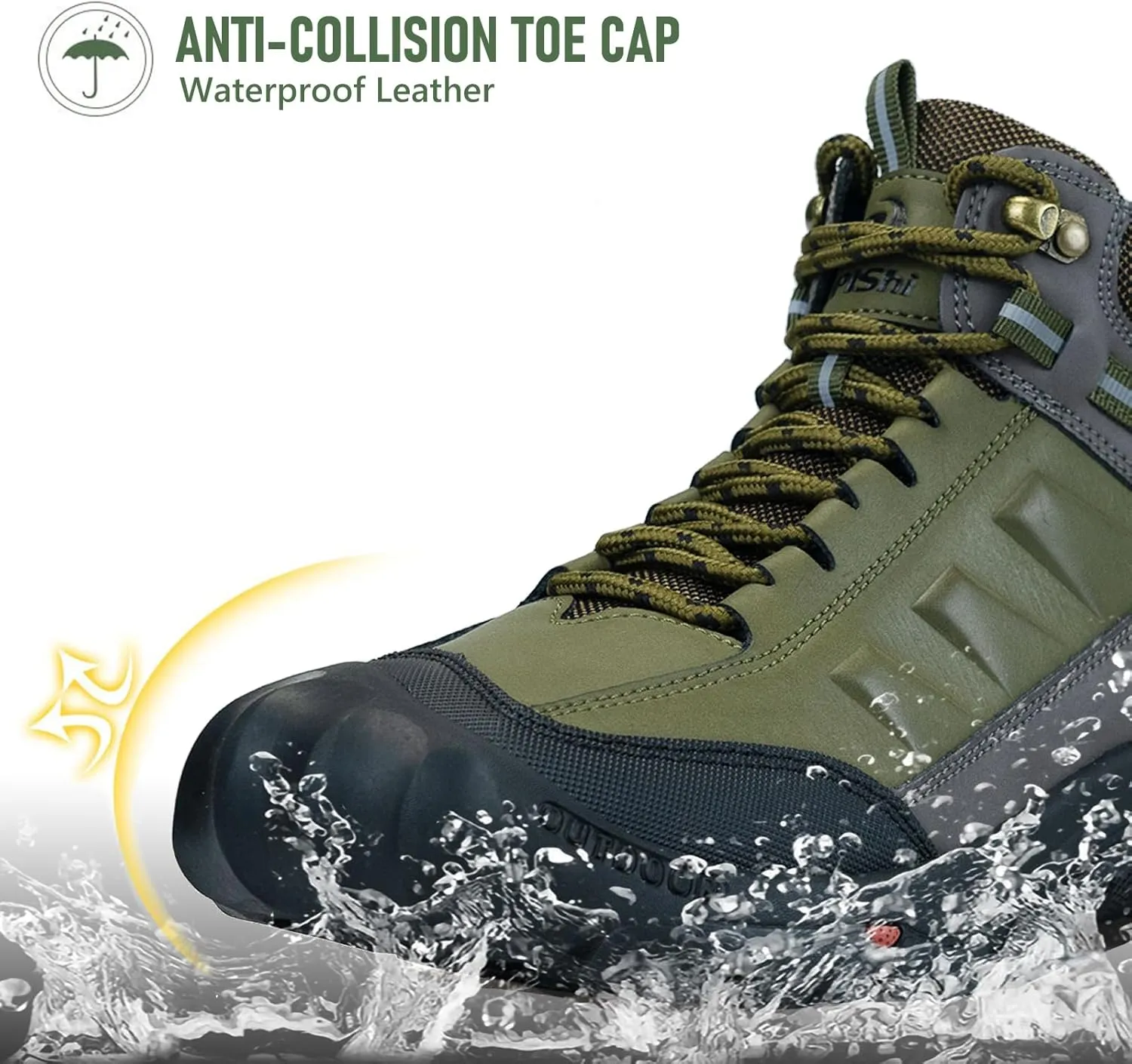 UPIShi Men's Hiking Waterproof Leather Boots Walking Lightweight Working Trekking Outdoor Casual Breathable Shoes