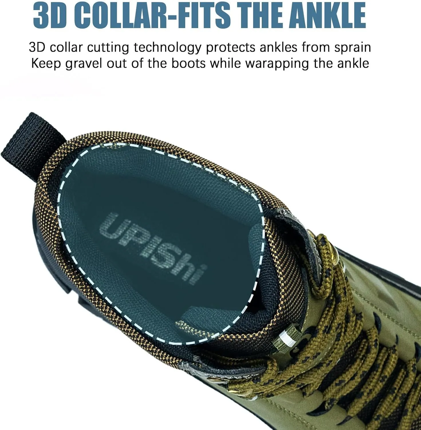 UPIShi Men's Hiking Waterproof Leather Boots Walking Lightweight Working Trekking Outdoor Casual Breathable Shoes
