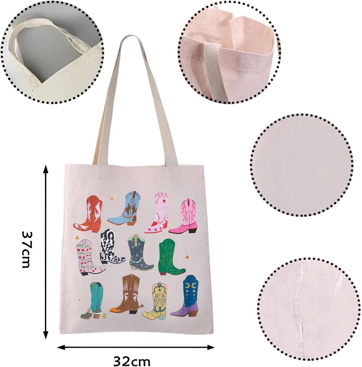 VAMSII Cowgirl Tote Bag Country Girl Gift Cowgirl Western Boots Grocery Bag