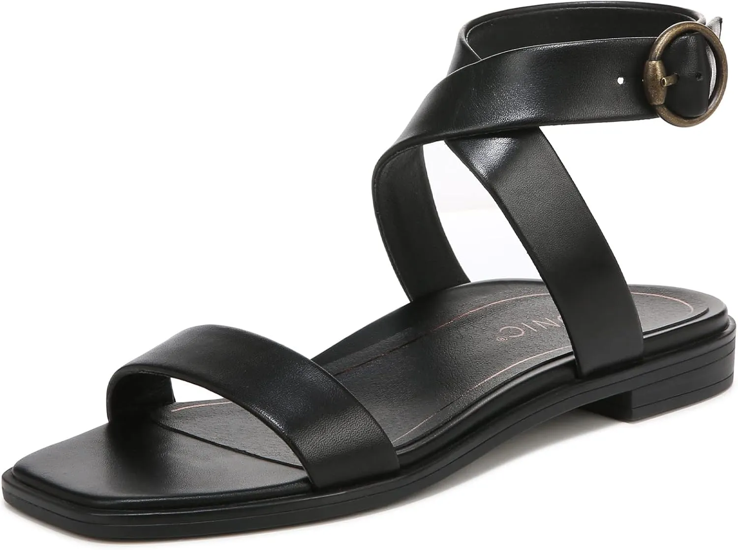 Vionic Women's Poppy Anaya Fashion Flat Sandal- Supportive Active Adjustable Sandals That Includes an Orthotic Insole and Cushioned Outsole for Arch Support, Medium Fit, Sizes 5-11