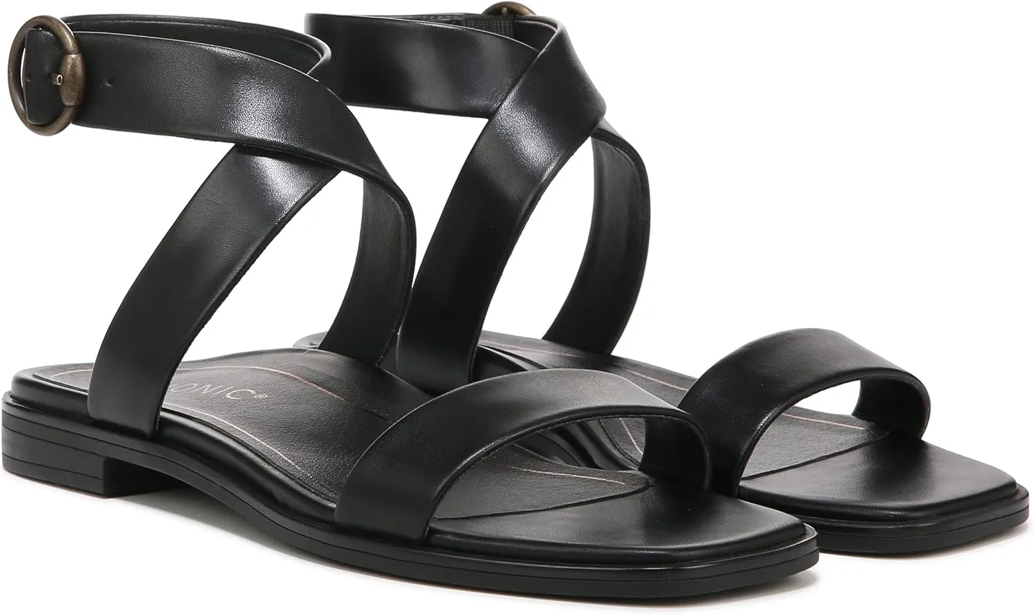 Vionic Women's Poppy Anaya Fashion Flat Sandal- Supportive Active Adjustable Sandals That Includes an Orthotic Insole and Cushioned Outsole for Arch Support, Medium Fit, Sizes 5-11
