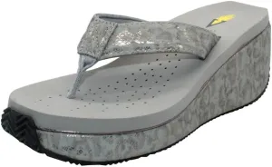 VOLATILE Women's Frappachino Thong Sandals, Grey Python, 10 M US