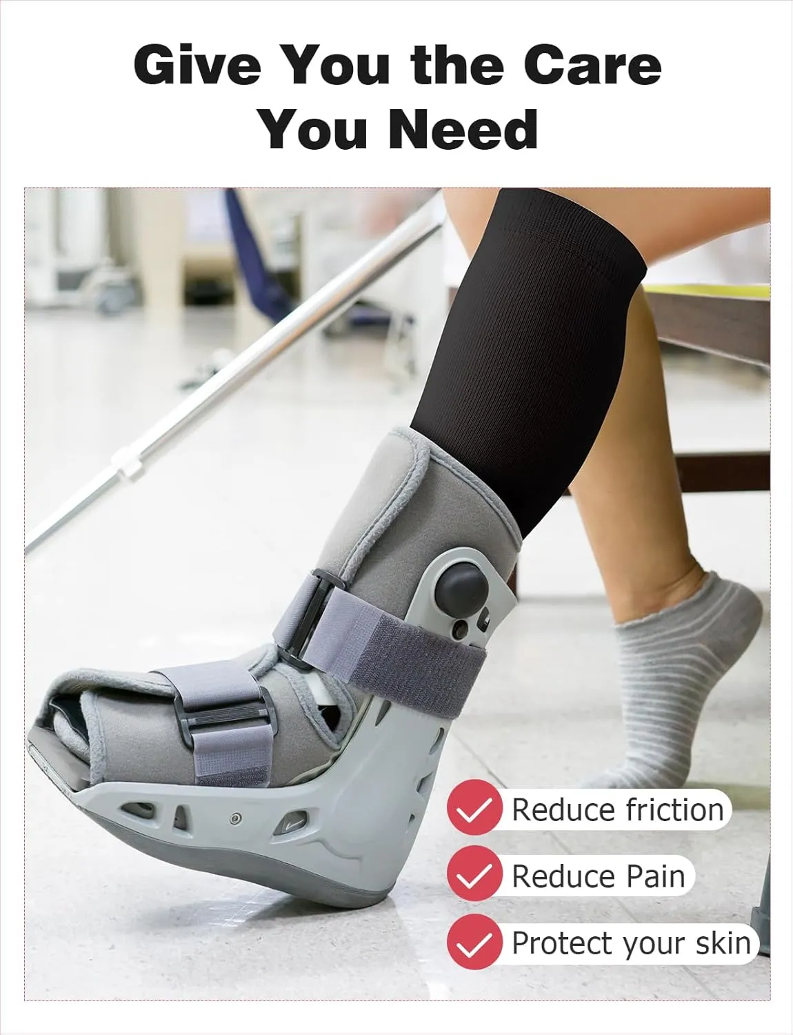 Walking Boot Socks, Walking Boot Liner Black & White & Grey Three Colours to Choose, 2/3/4 Pairs Three Quantities to Choose