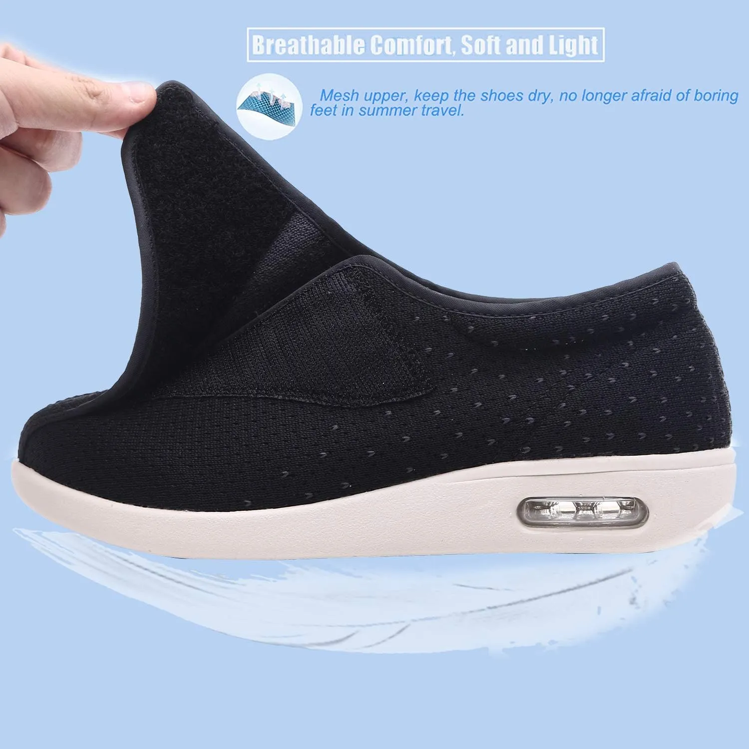 W&LESVAGO Diabetic Shoes for Women Easy On/Off, Lightweight Breathable Adjustable Closure Walking Sneakers