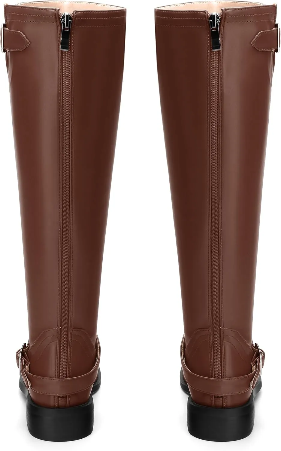 WAYDERNS Knee High Boots for Women Low Heel Round Toe 1 Inch Tall Boots Zipper Comfortable Riding Party Fall Winter Boots