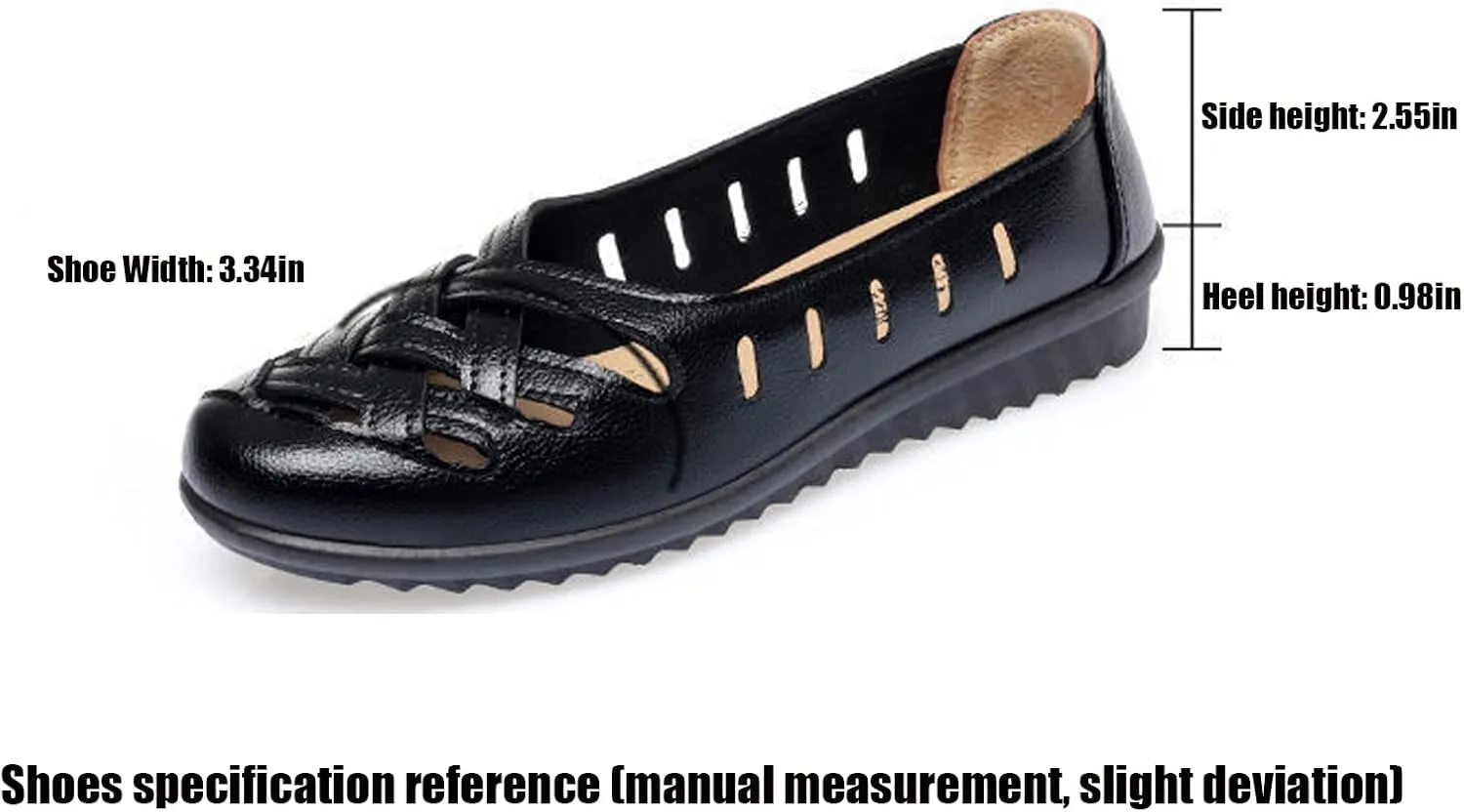 WENOREG Women's Leather Hollow Slip on Soft Flats,Summer Round Toe Comfortable Breathable Lazy Non Slip Walking Loafers Non-Slip Work Shoes