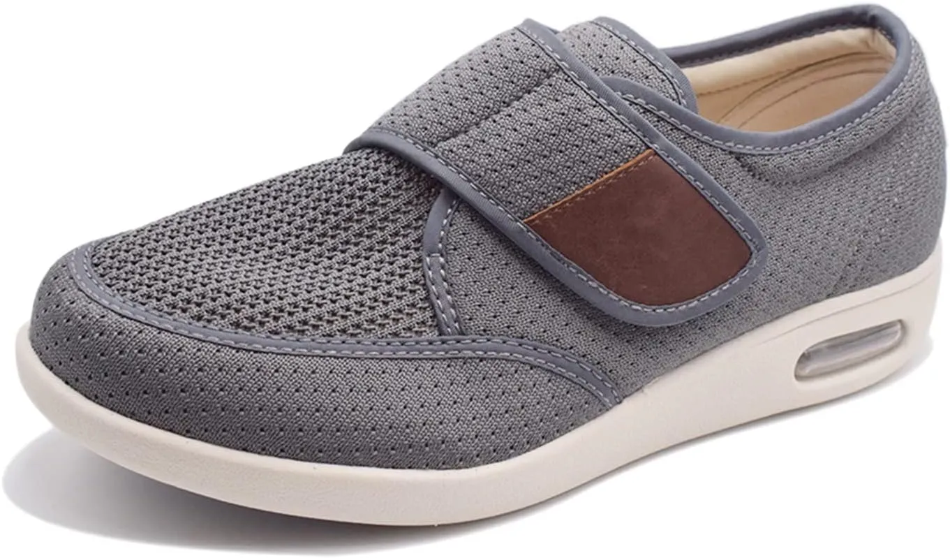 Wide Shoes with Adjustable Strap, Diabetic Shoes for Swollen Feet Easy Put On/Off Shoes for Seniors